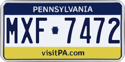 PA license plate MXF7472
