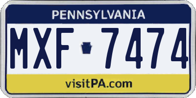 PA license plate MXF7474