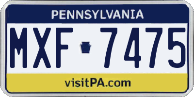PA license plate MXF7475