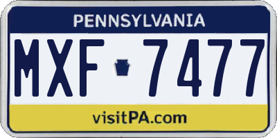 PA license plate MXF7477