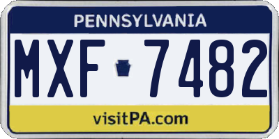 PA license plate MXF7482