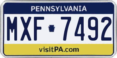 PA license plate MXF7492