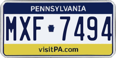 PA license plate MXF7494