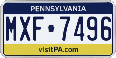 PA license plate MXF7496