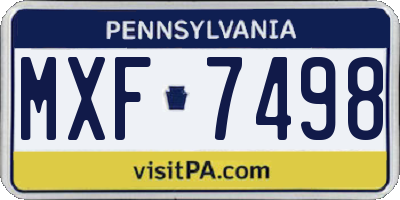 PA license plate MXF7498