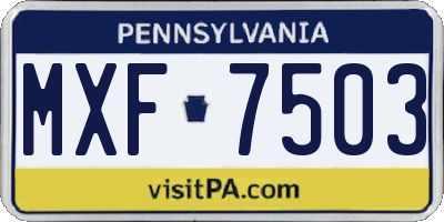 PA license plate MXF7503