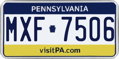 PA license plate MXF7506