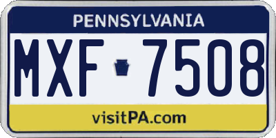 PA license plate MXF7508