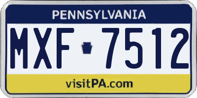 PA license plate MXF7512