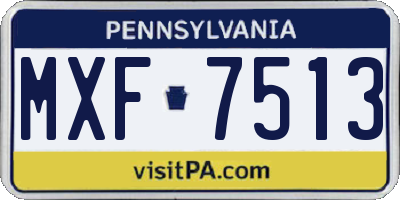 PA license plate MXF7513