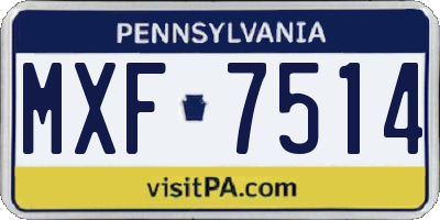 PA license plate MXF7514
