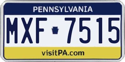 PA license plate MXF7515