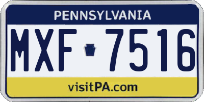 PA license plate MXF7516