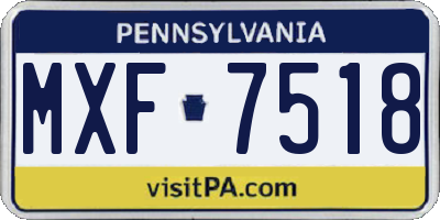 PA license plate MXF7518