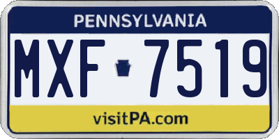 PA license plate MXF7519