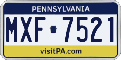 PA license plate MXF7521