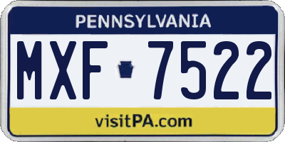PA license plate MXF7522