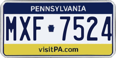PA license plate MXF7524