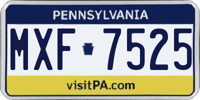 PA license plate MXF7525