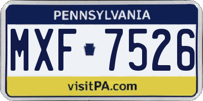 PA license plate MXF7526