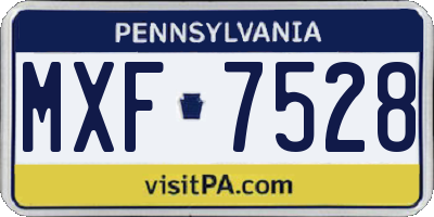 PA license plate MXF7528