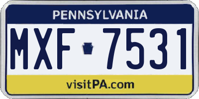 PA license plate MXF7531