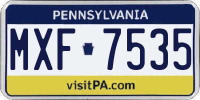 PA license plate MXF7535