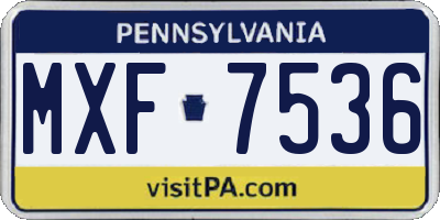 PA license plate MXF7536