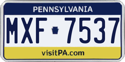 PA license plate MXF7537
