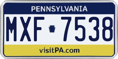 PA license plate MXF7538
