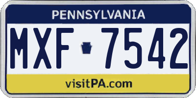 PA license plate MXF7542