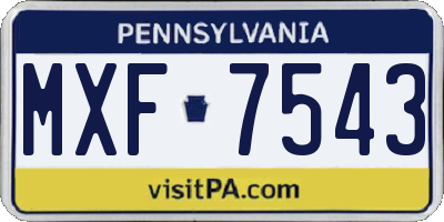 PA license plate MXF7543
