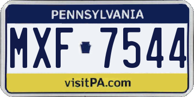 PA license plate MXF7544
