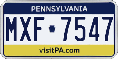 PA license plate MXF7547