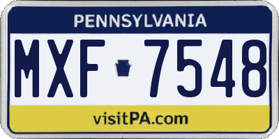 PA license plate MXF7548