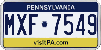 PA license plate MXF7549