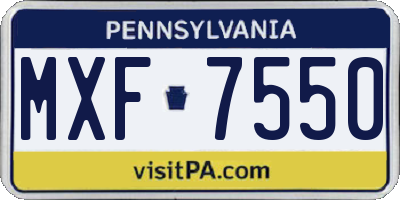 PA license plate MXF7550