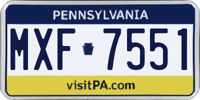 PA license plate MXF7551