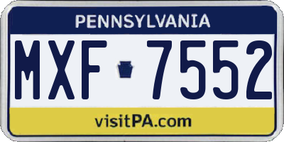 PA license plate MXF7552