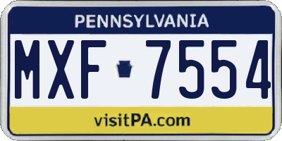 PA license plate MXF7554