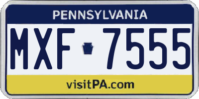 PA license plate MXF7555