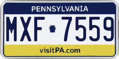 PA license plate MXF7559