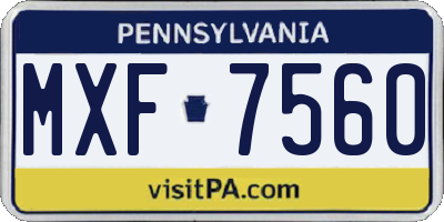 PA license plate MXF7560