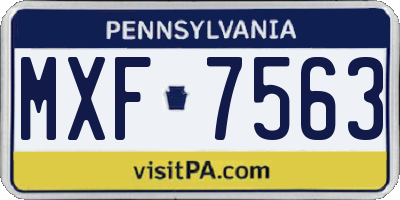 PA license plate MXF7563