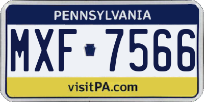 PA license plate MXF7566