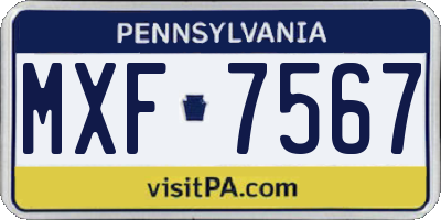 PA license plate MXF7567