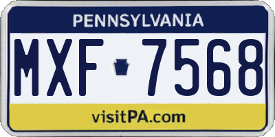 PA license plate MXF7568
