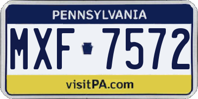 PA license plate MXF7572