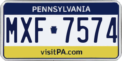PA license plate MXF7574