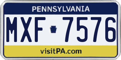 PA license plate MXF7576